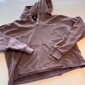 Darc Sport heaven has to wait mauve purple boxy raw hem snap hoodie